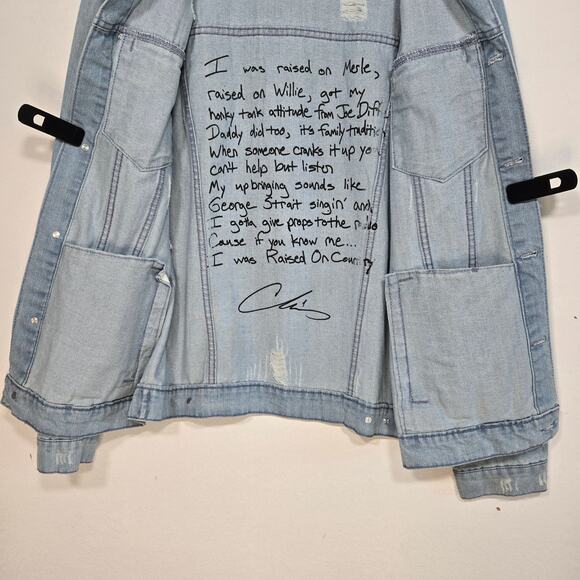 Chris Young Distressed Light Blue Denim Jacket Size Large. - Picture 8 of 15